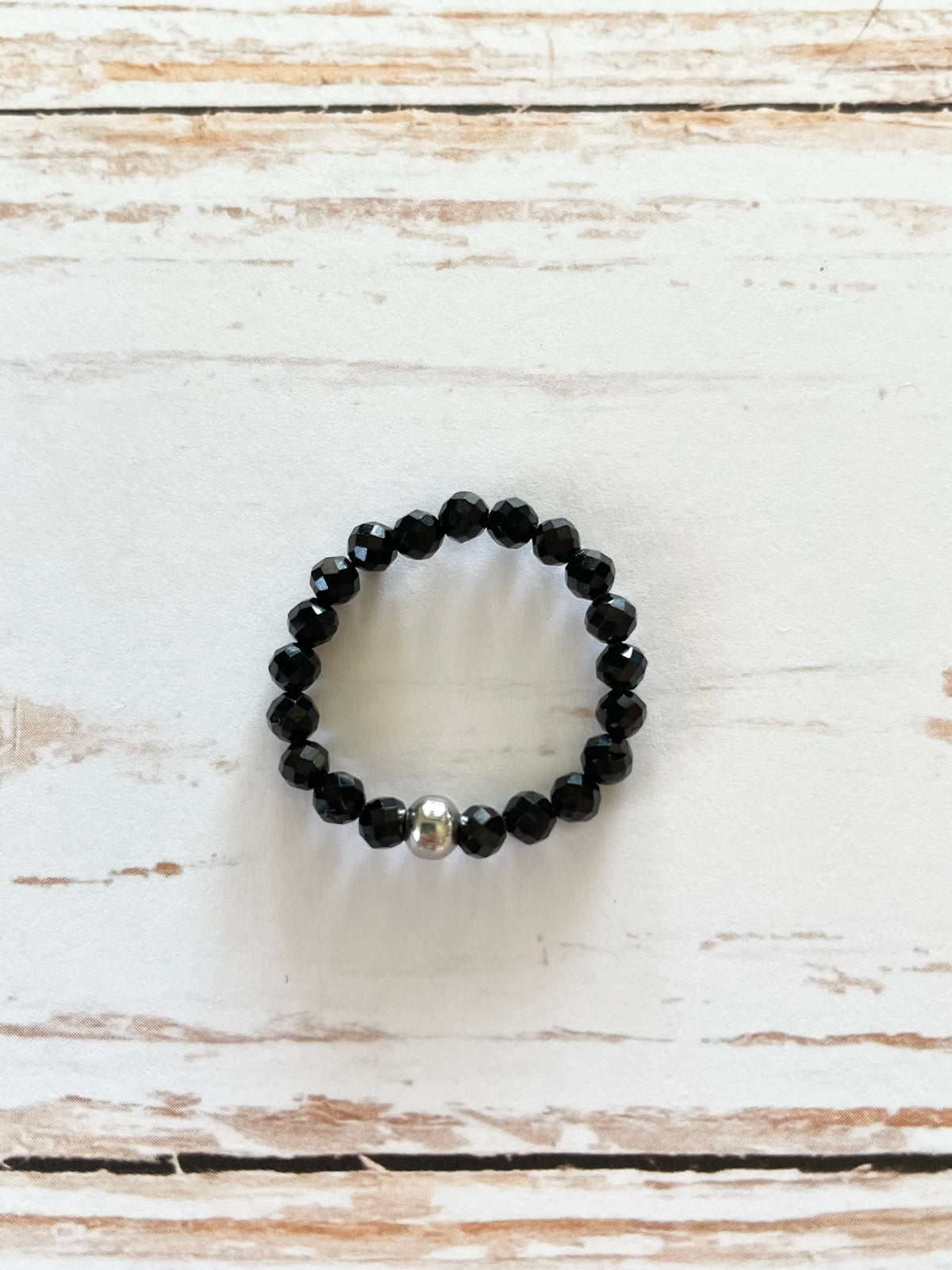 Faceted Black Spinel Ring size 6-9