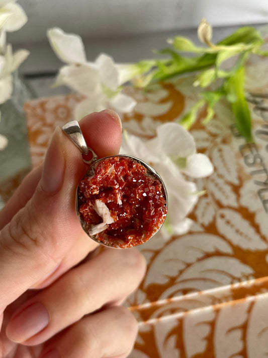 Johnstonite /Vanadinite Silver Raw Pendant