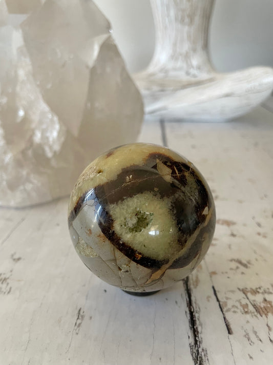 Septarian Sphere Includes Wooden Holder