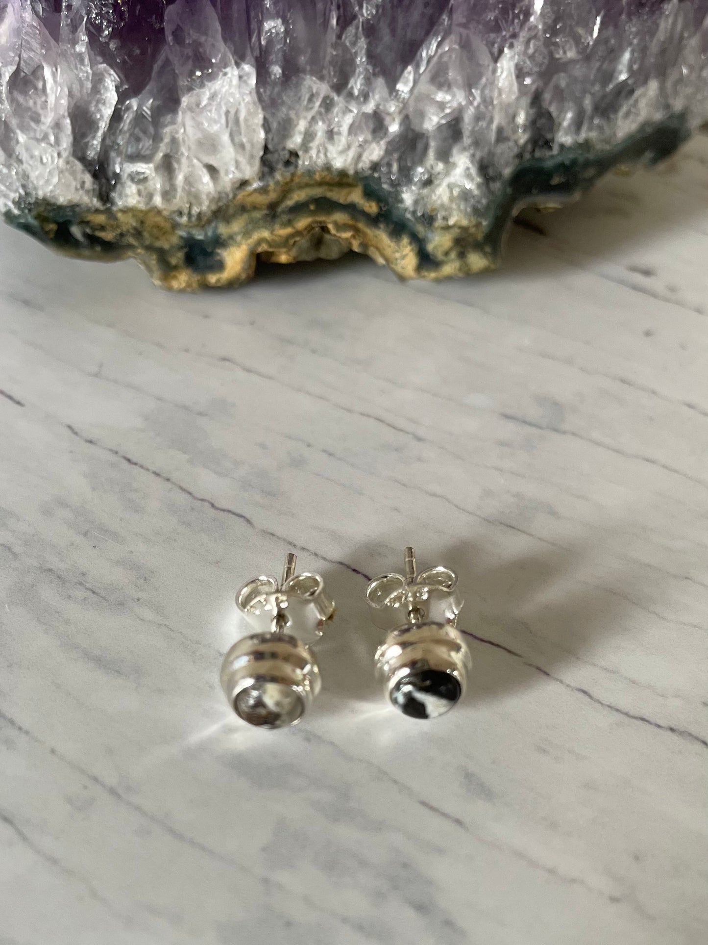 Zebra Jasper Studs