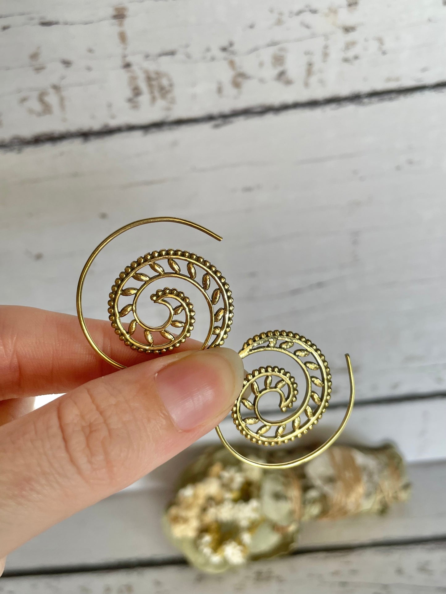 Brass Bohemian Spiral Earrings