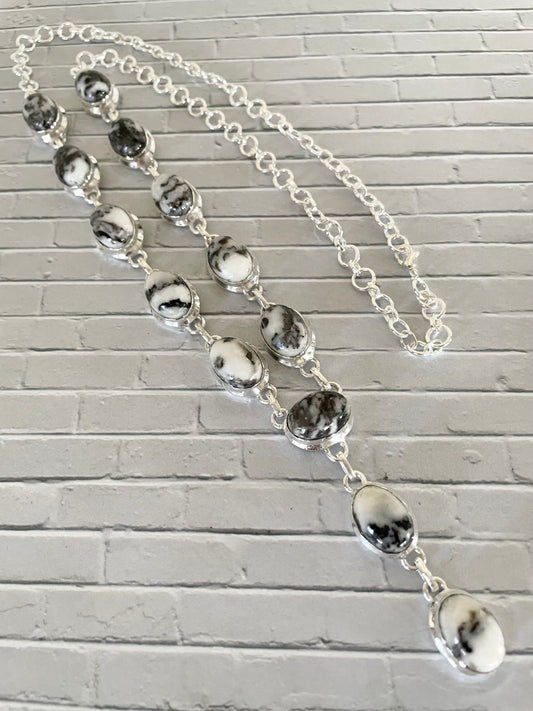 White buffalo Turquoise Lariat Necklace