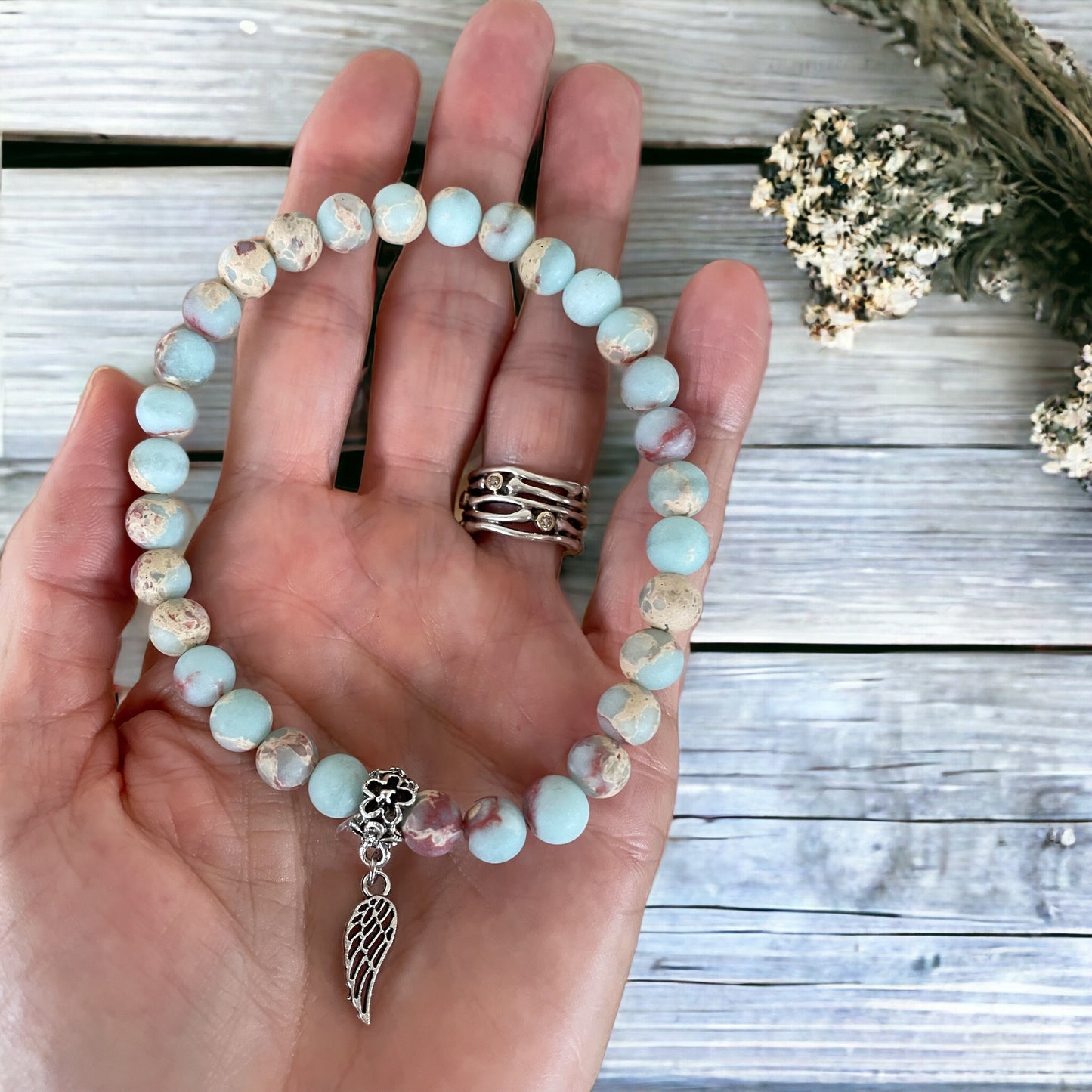 Frosted Shoushan Jasper Anklet ~ Serenity