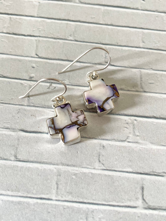 Violet Dahlia Turquoise Dangles
