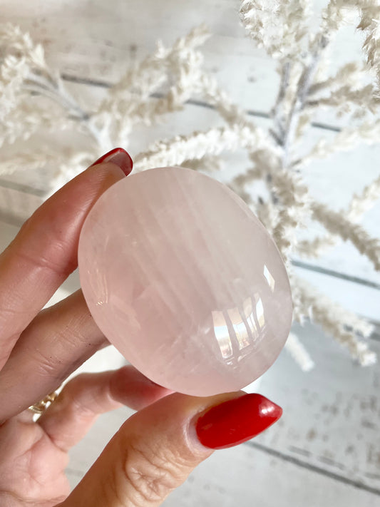 Rose Quartz Pillow Palm Stone