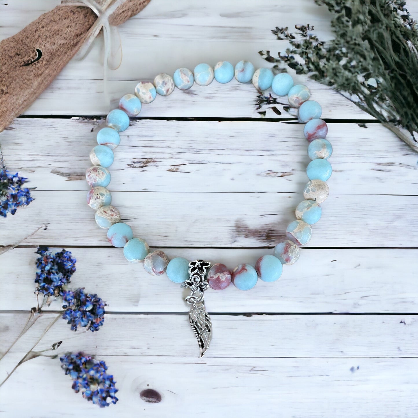 Frosted Shoushan Jasper Anklet ~ Serenity