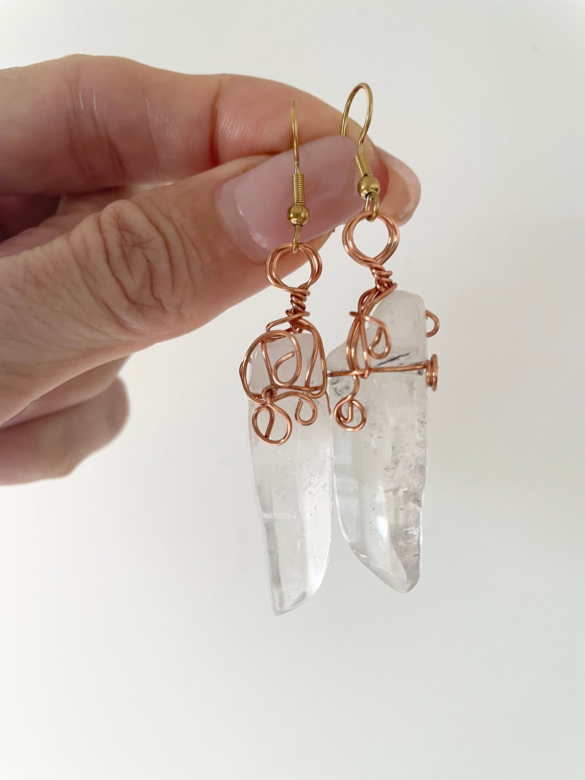 Clear Quartz Wire Wrapped Earrings