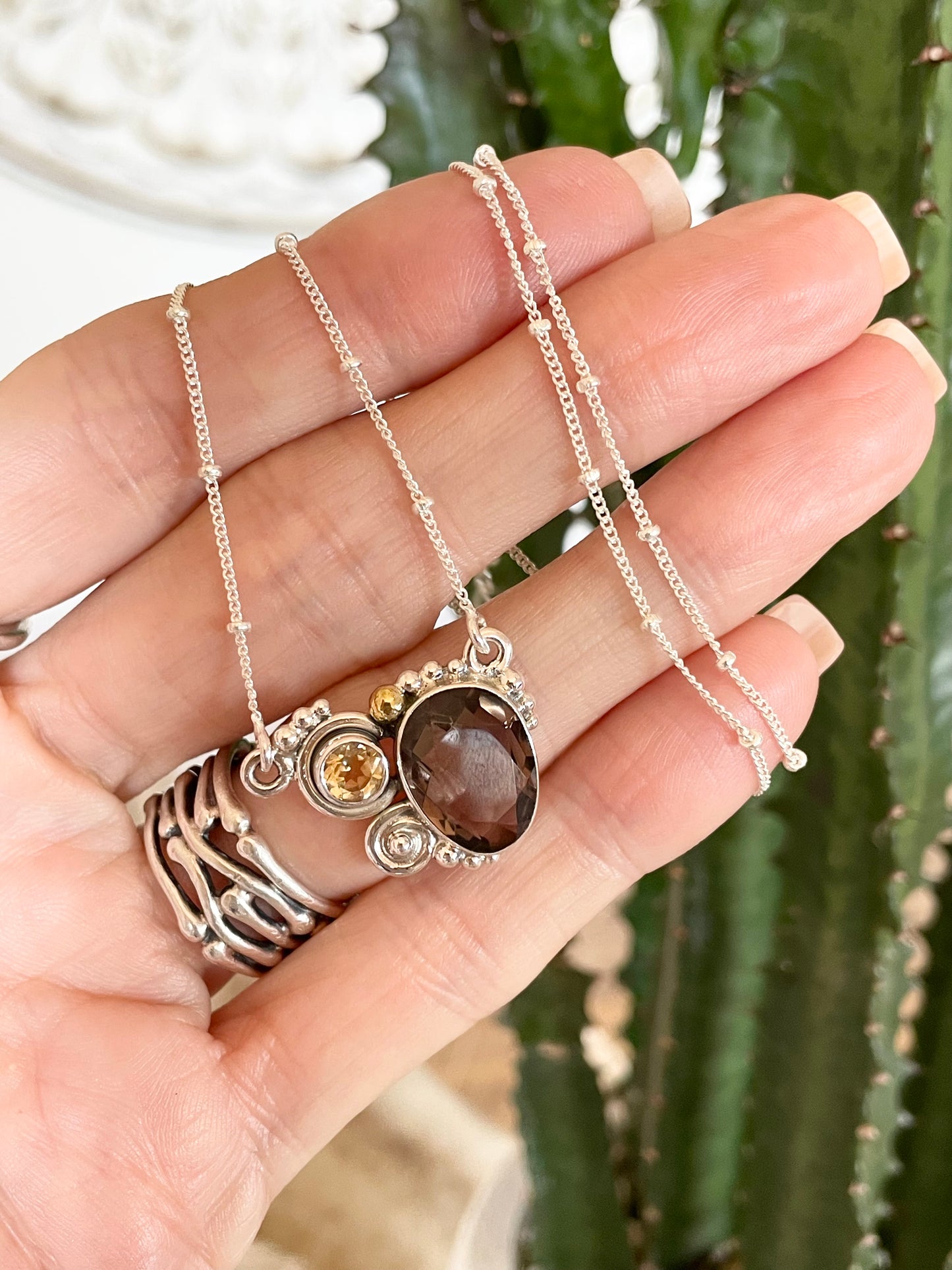 Smoky Quartz & Citrine Necklace