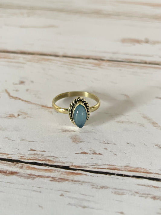 Chalcedony Brass Ring - sizes listed