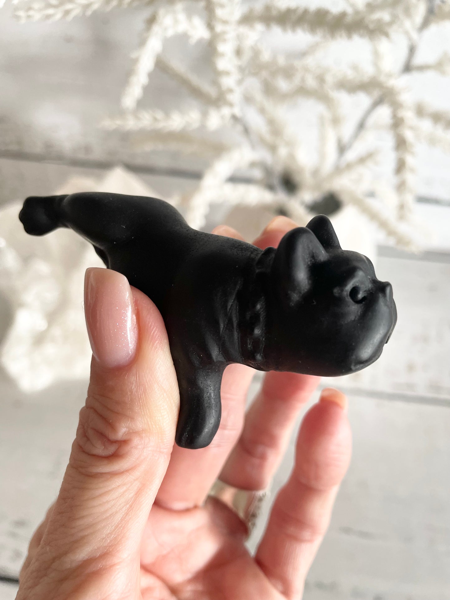 Black Obsidian Dog ~ Bulldog (wizzing boy!)