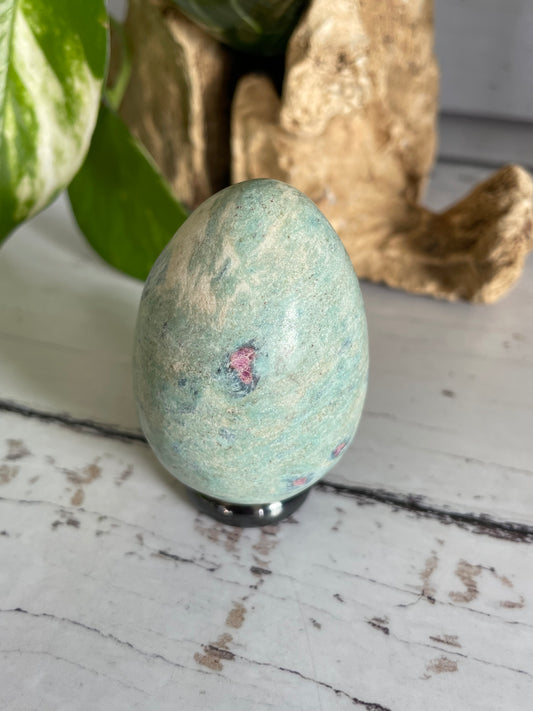 Ruby Fuchsite Egg Includes Hematite Ring