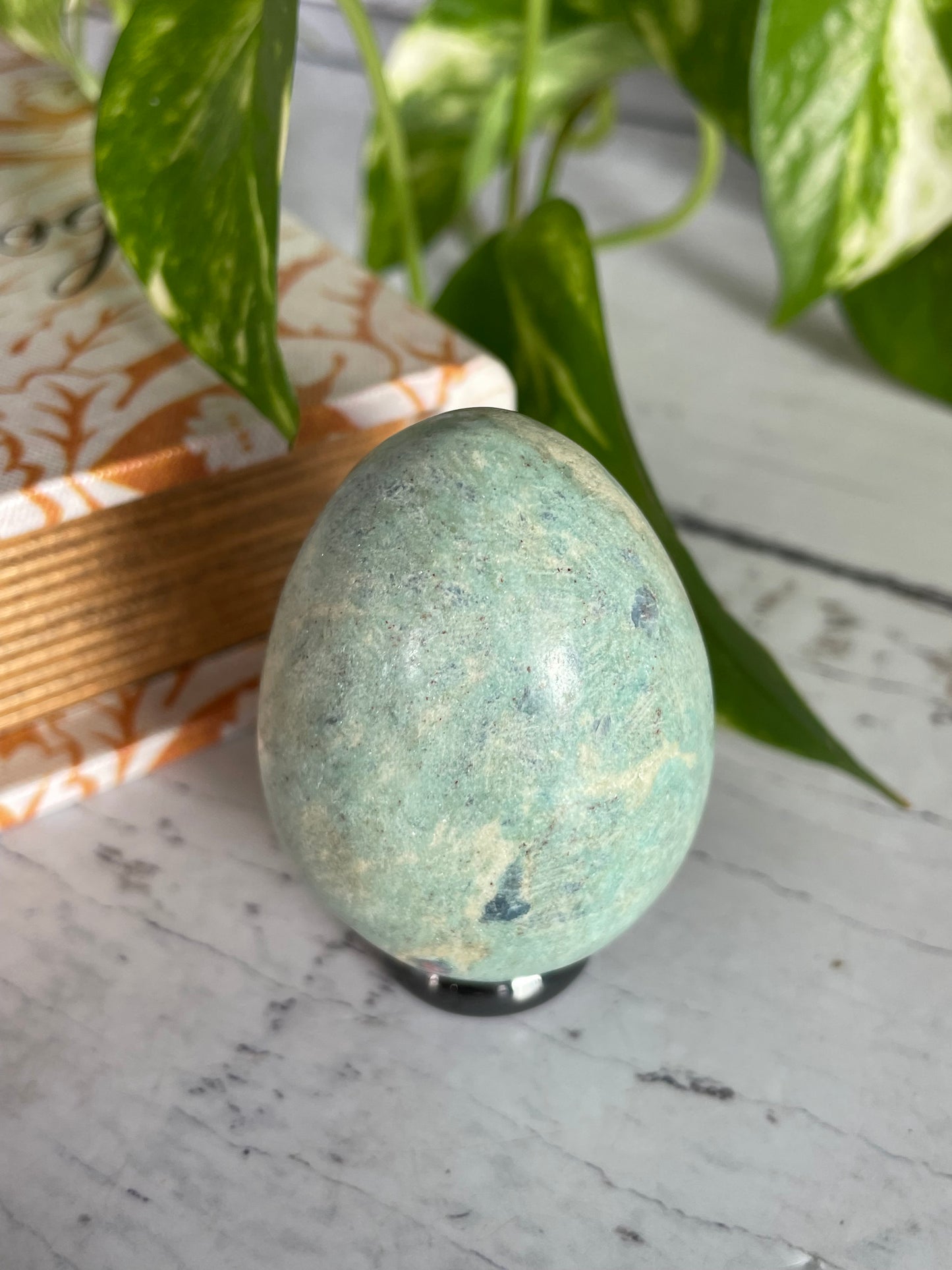 Ruby Fuchsite Egg Includes Hematite Ring