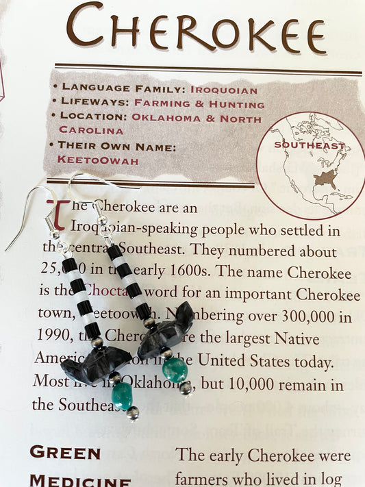 Cherokee Kingman Turquoise Turtle Fetish Dangles