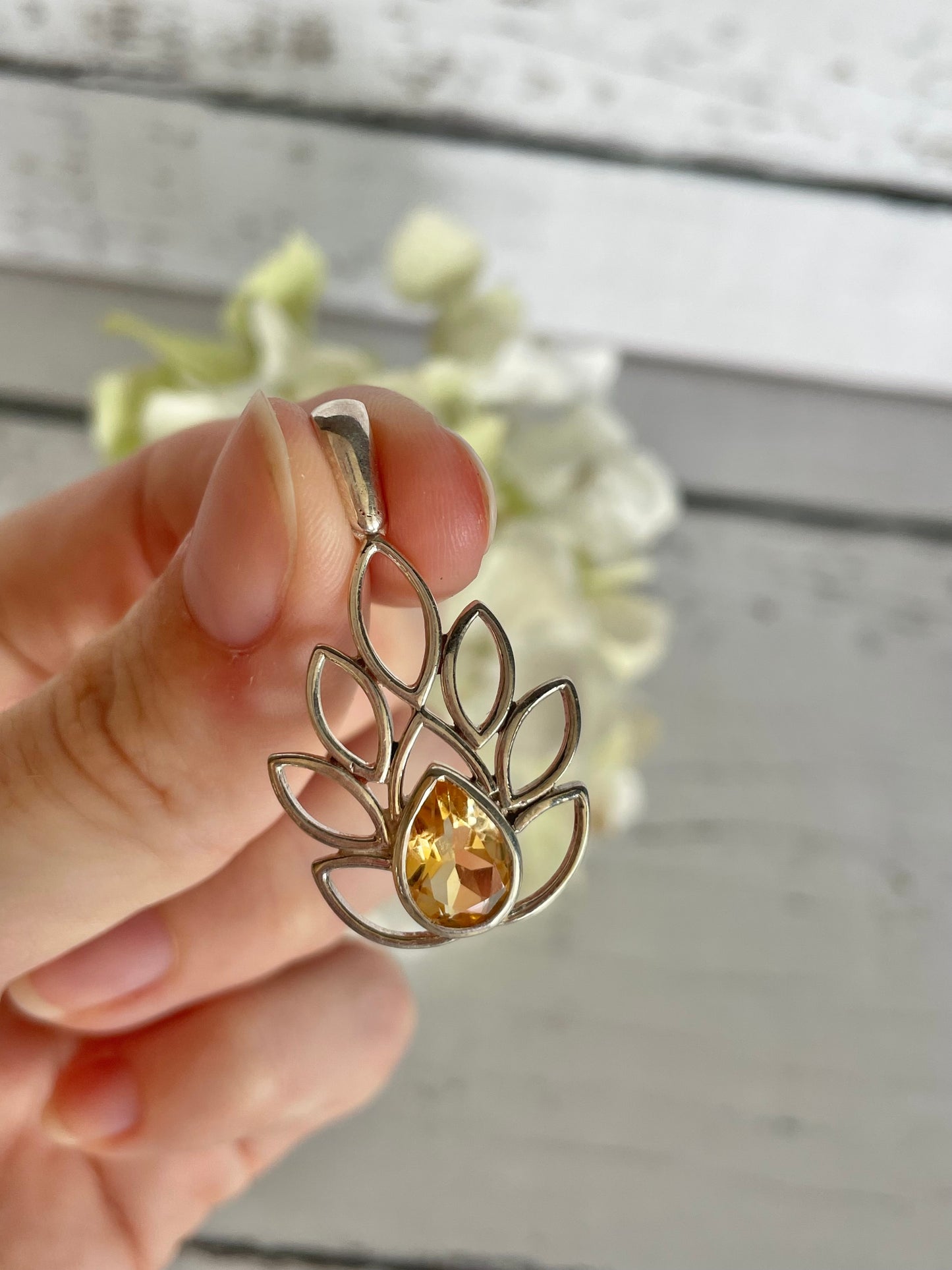 Citrine Lotus Pendant