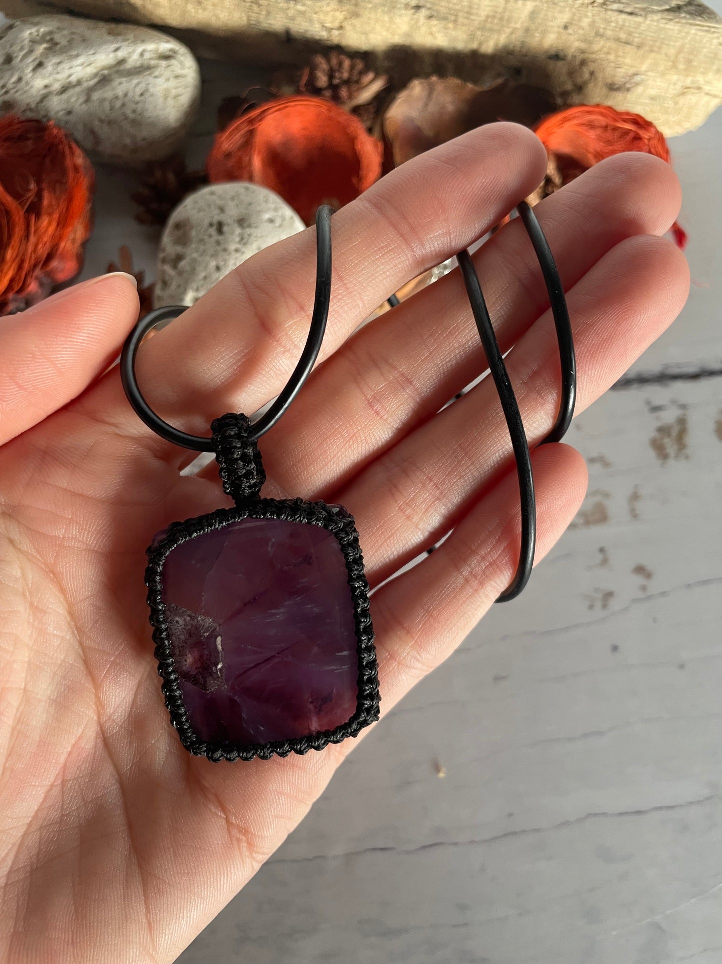 Macrame Pendant ~ Amethyst ~ Cosmic