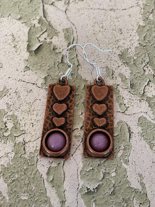 Hope Stone Heart copper dangles