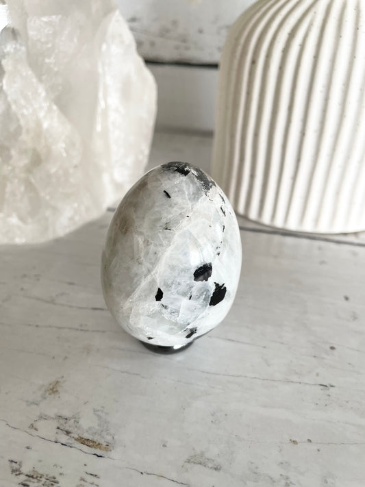 Rainbow Moonstone Egg with holder