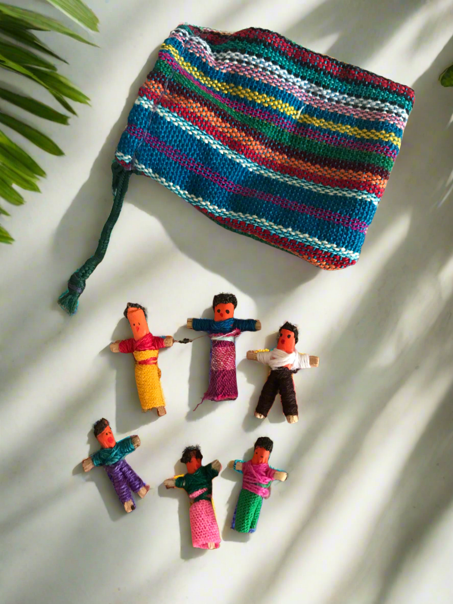 Guatemalan Worry Doll Pouch ~ AMETHYST