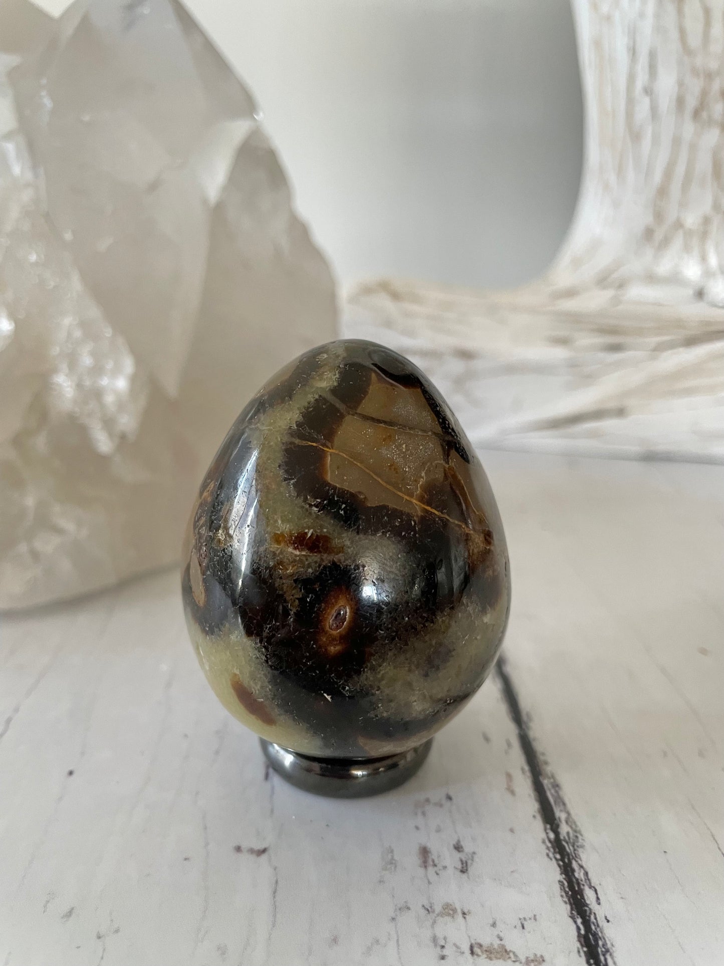 Septarian Egg Includes Hematite Ring