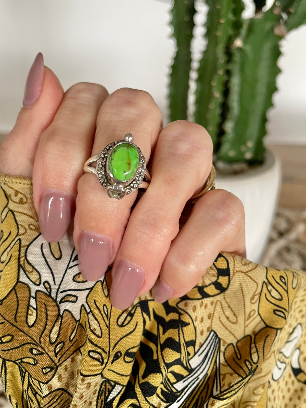 Green Copper Poison Ring ~ Size 8