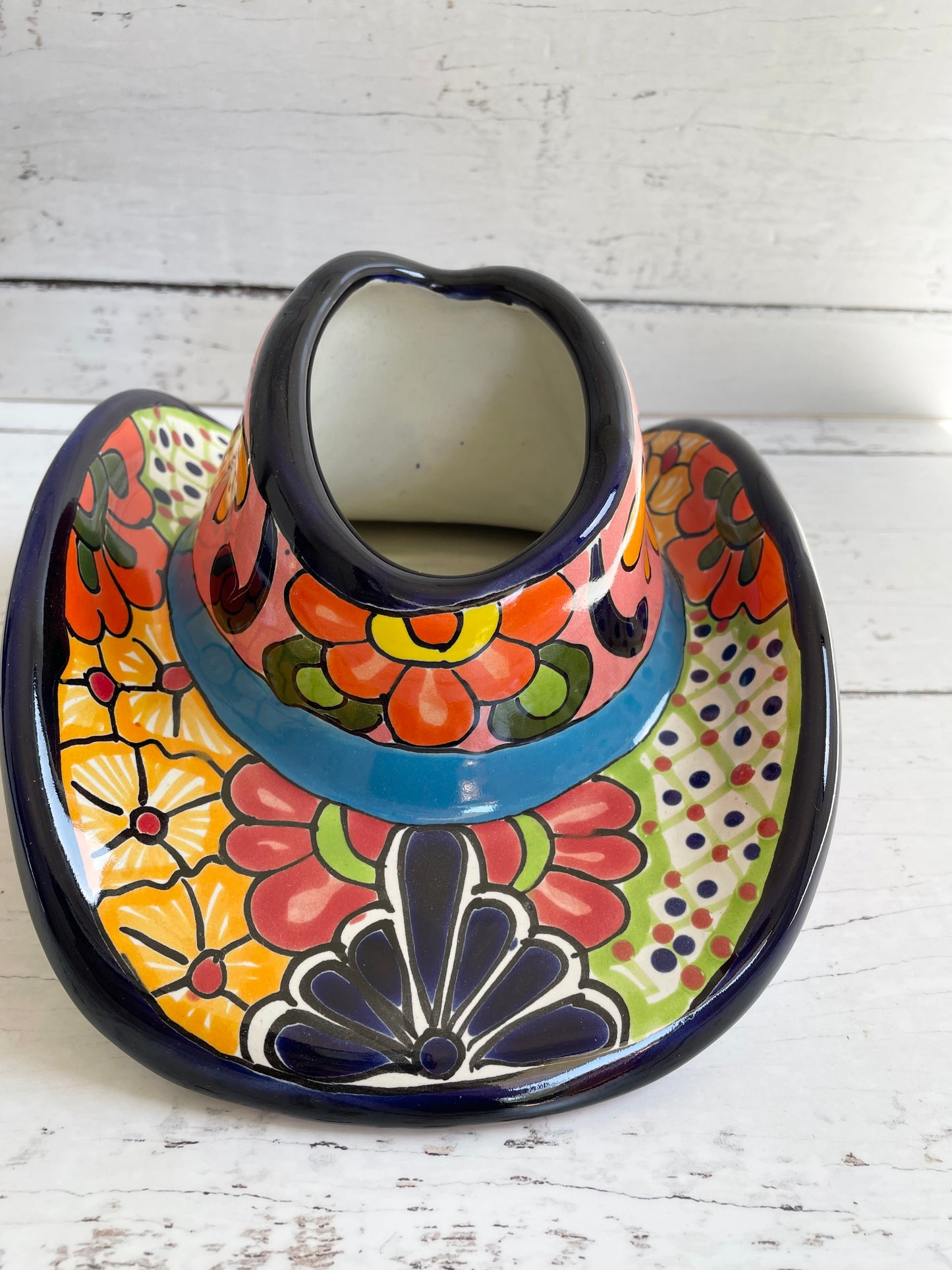 Mexican Talavera Cowboy Hat Planter