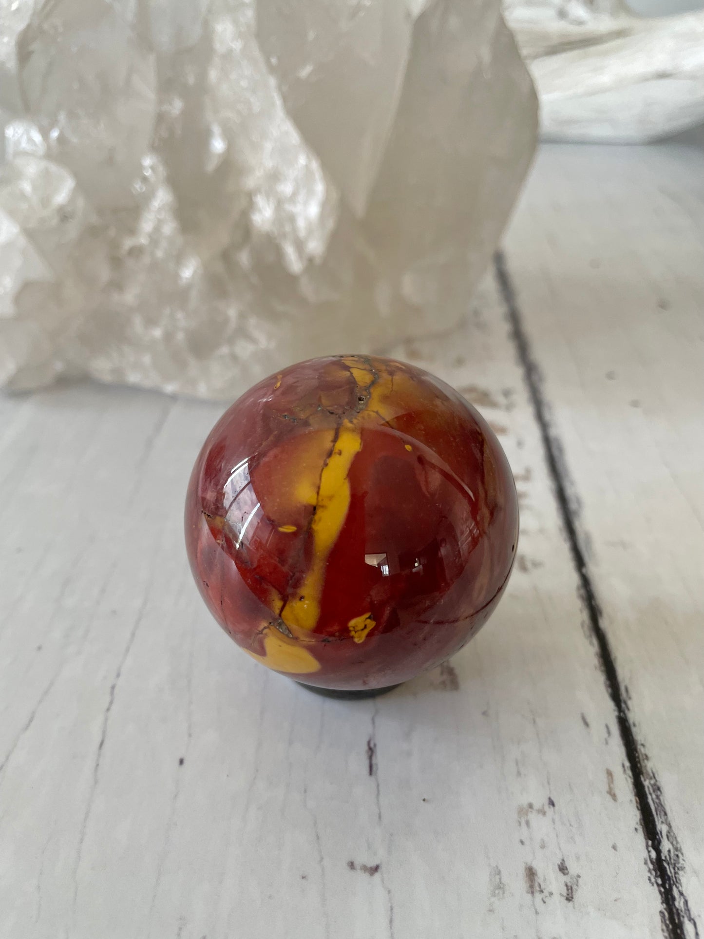 Mookaite Sphere Includes Wooden Holder