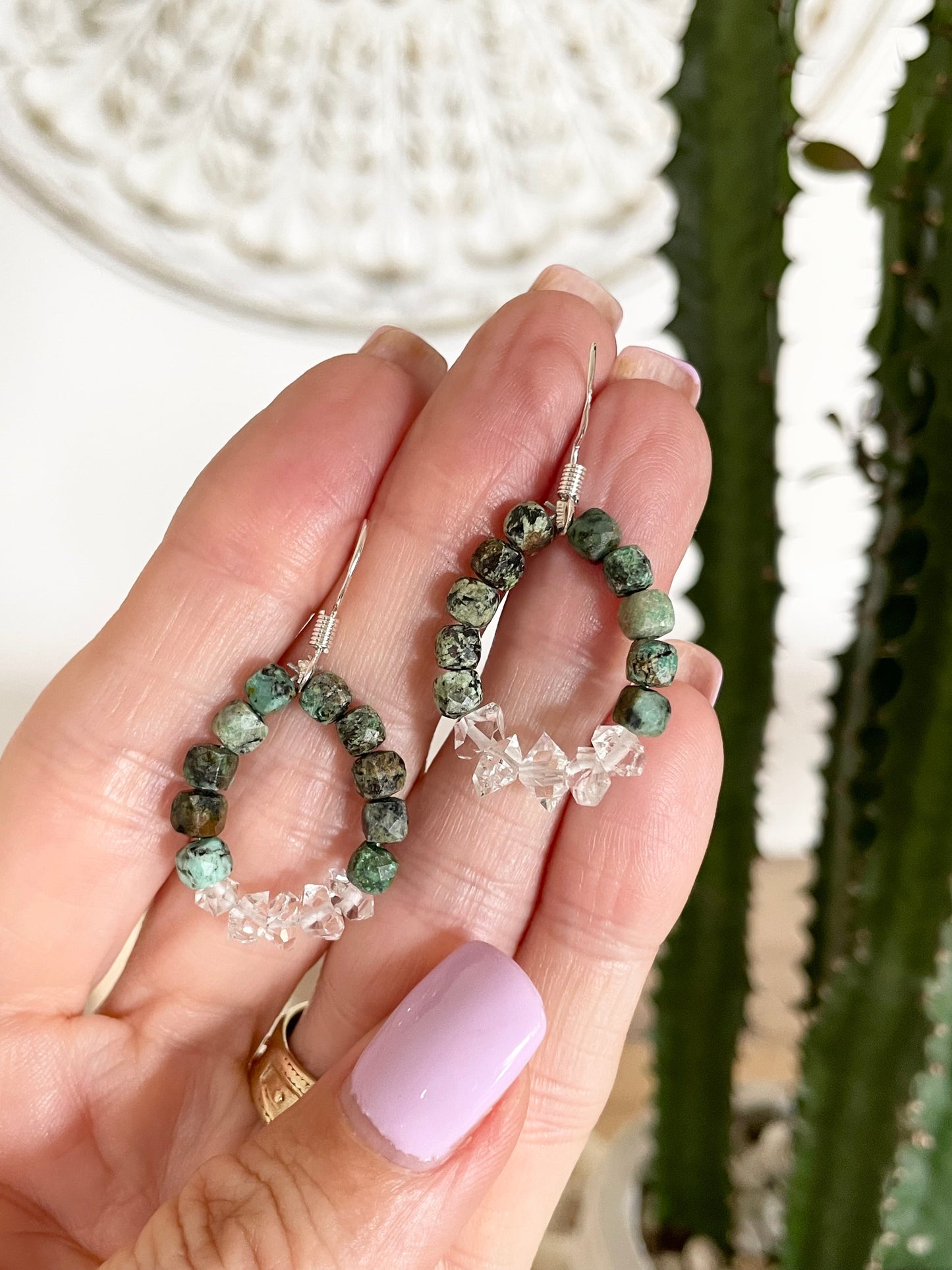 Tibetan Turquoise/Herkimer Dangles - handmade by Wayne