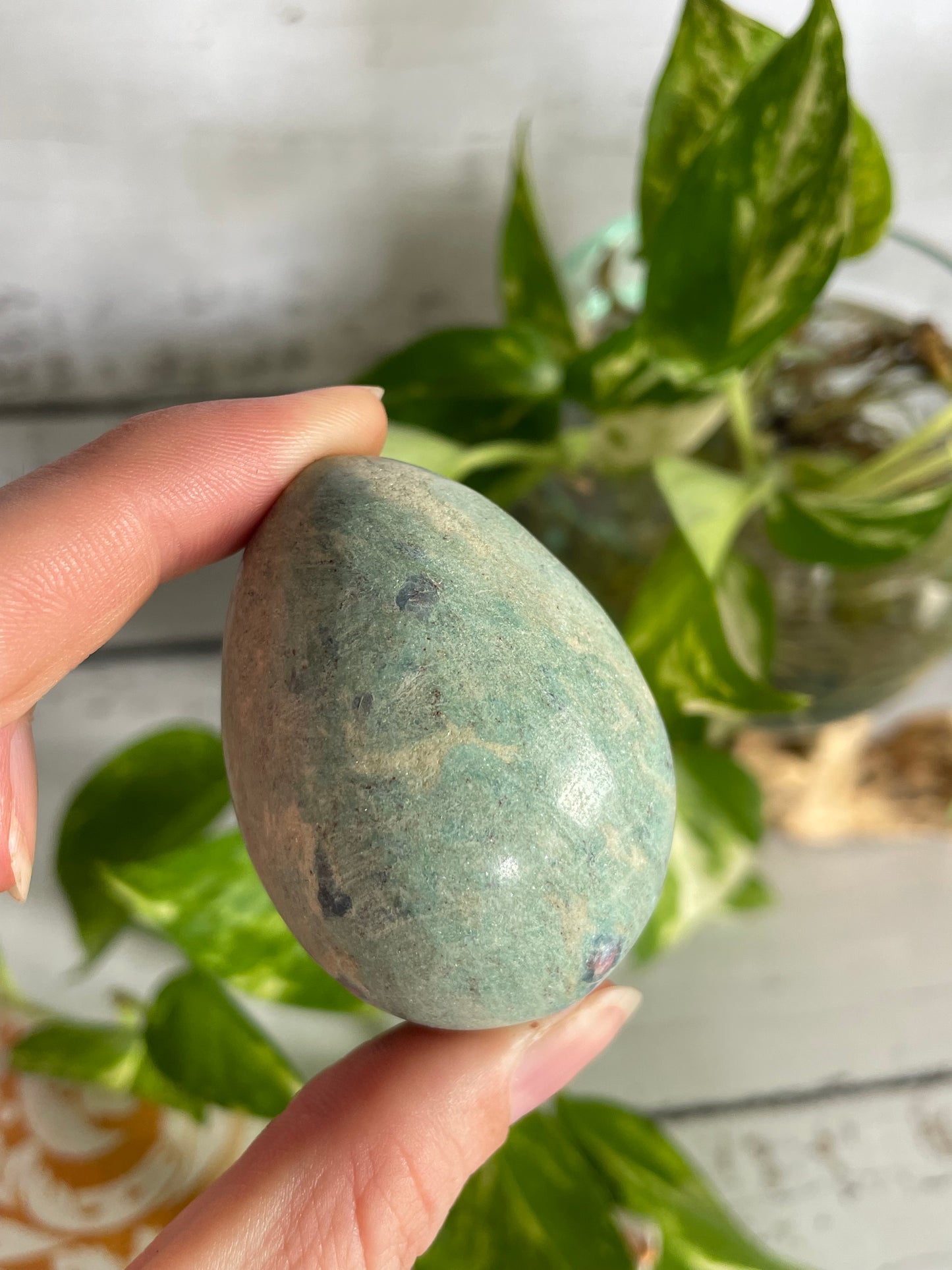 Ruby Fuchsite Egg Includes Hematite Ring