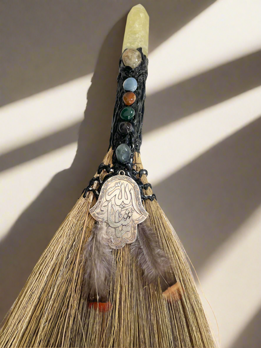 Crystal Feather Besom ~ Citrine