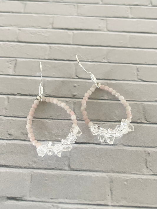 Faceted Pink Opal/Herkimer Dangles