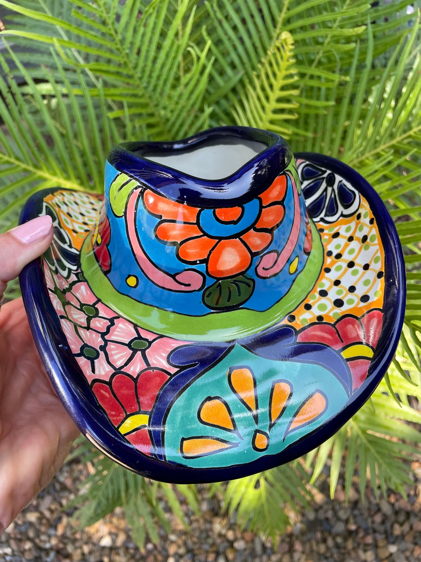 Mexican Talavera Cowboy Hat Planter