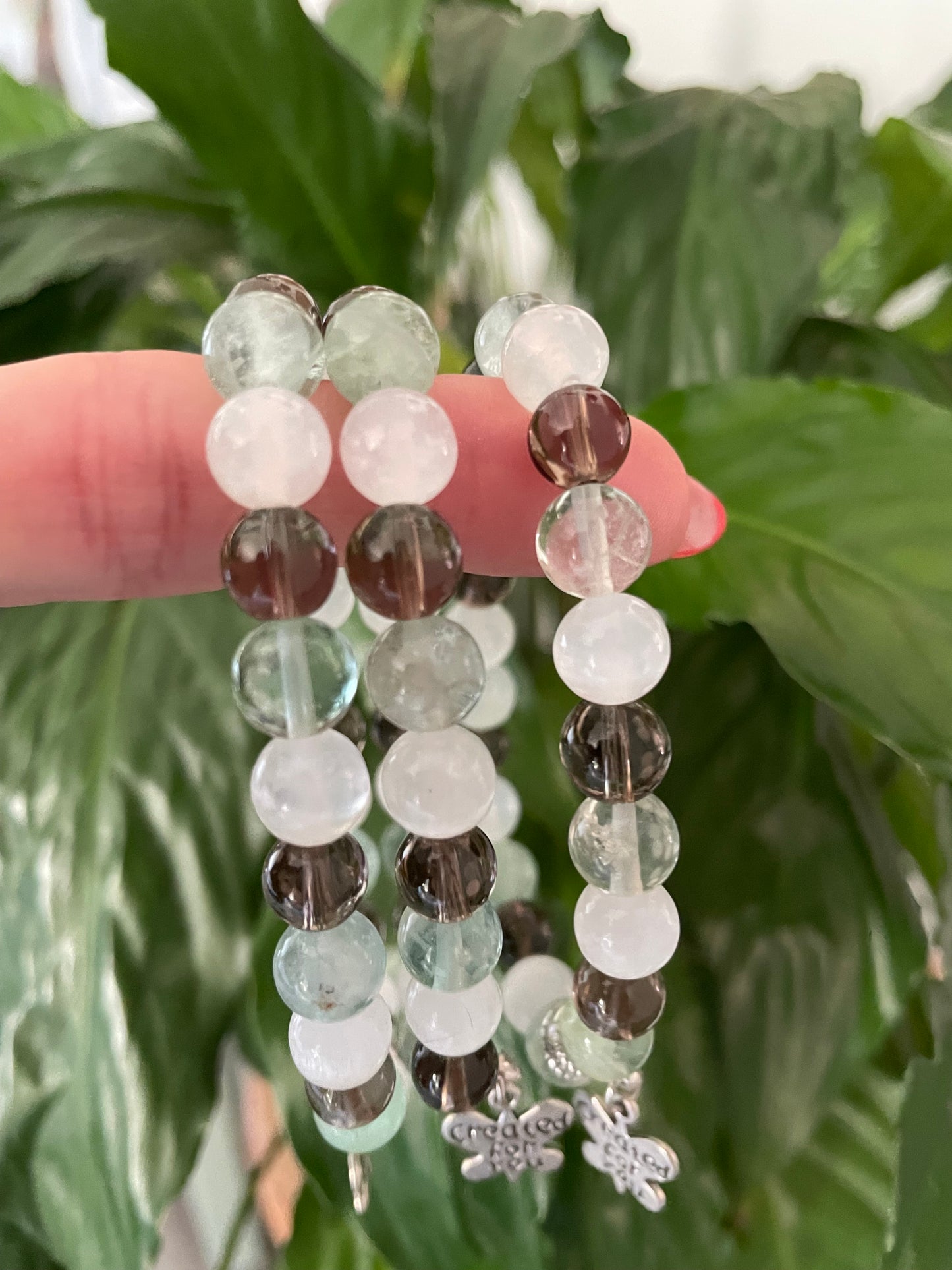 Green Fluorite/Selenite/Smoky Qtz Healing Bracelet