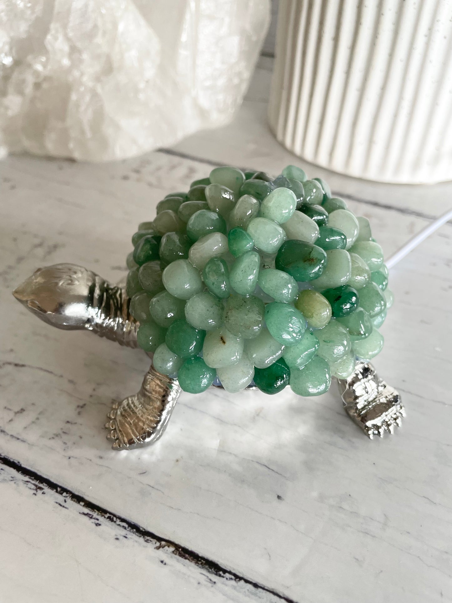 Tortoise Led Lamp ~ Green Aventurine