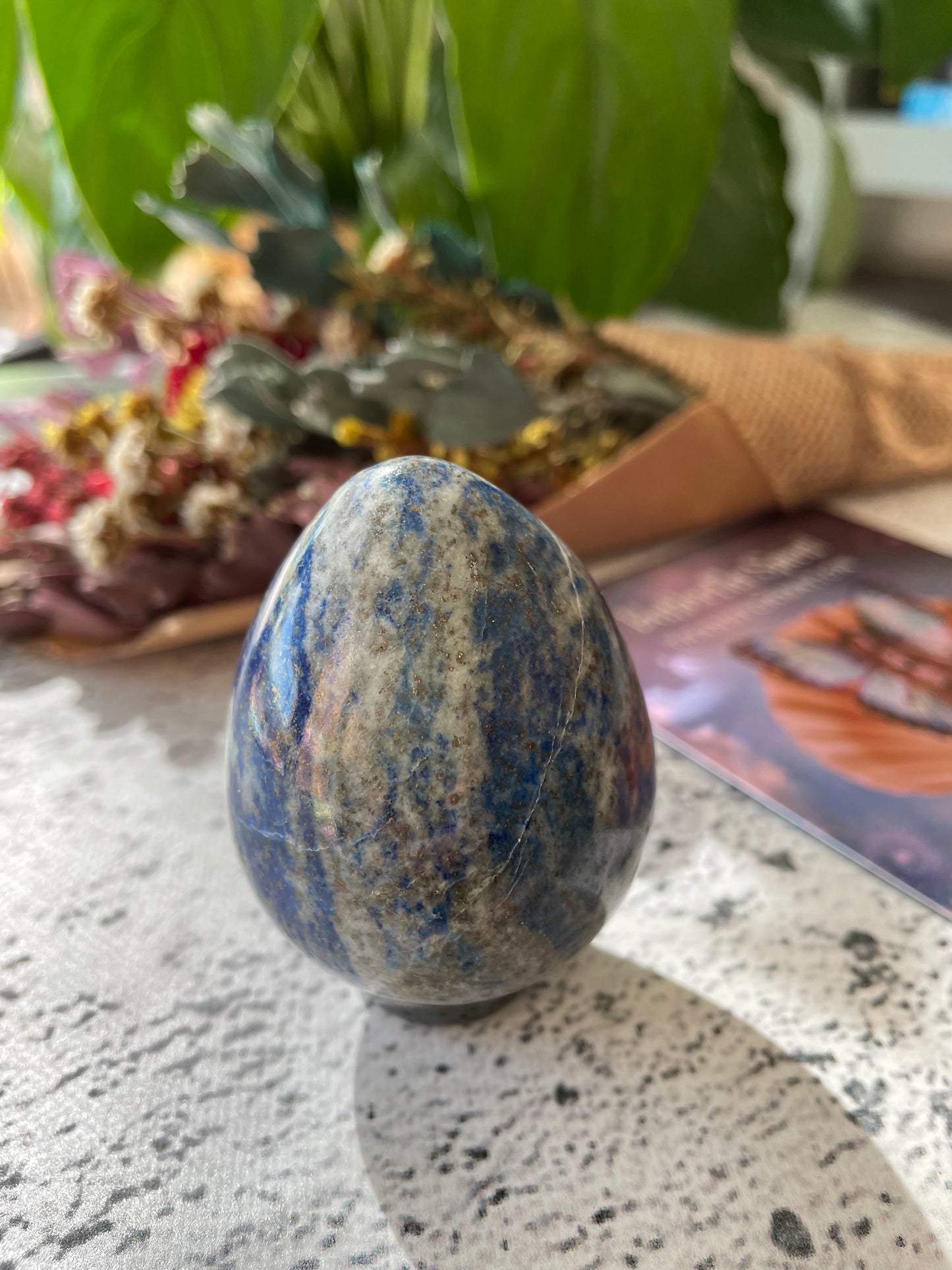 Lapis Lazuli Egg Includes Hematite Ring