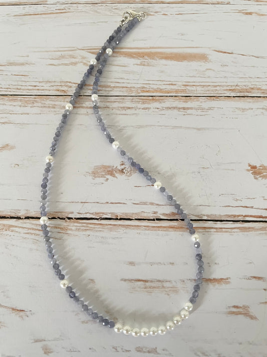 Tanzanite & Pearl Faceted Necklace - Made by Wayne