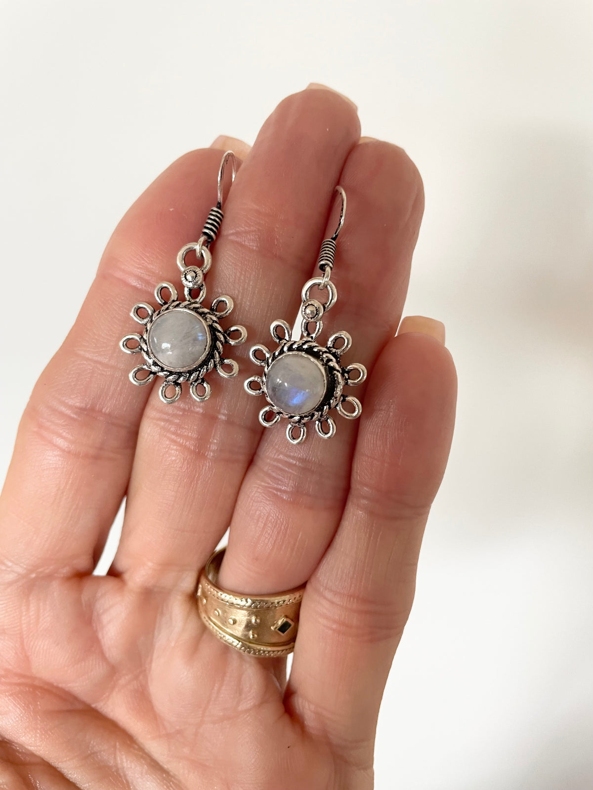 Rainbow Moonstone Dangles