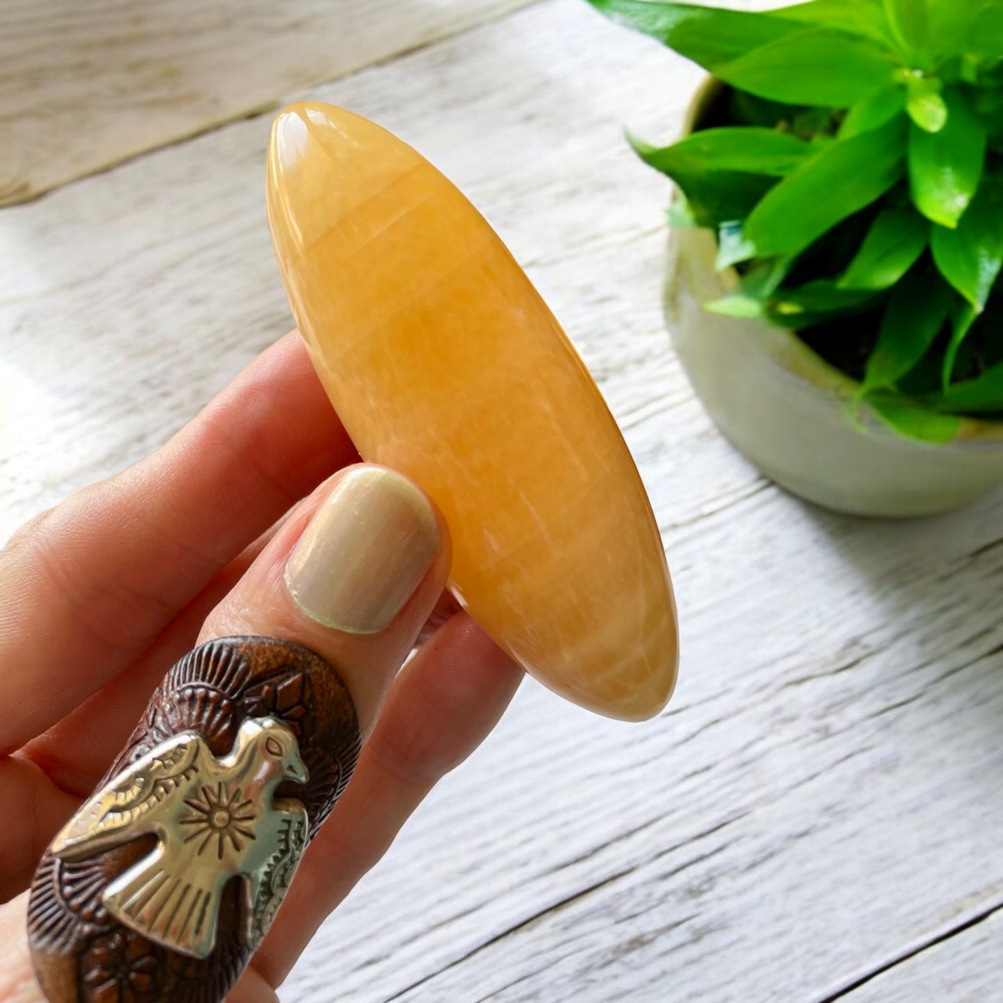 Orange Calcite Lingam