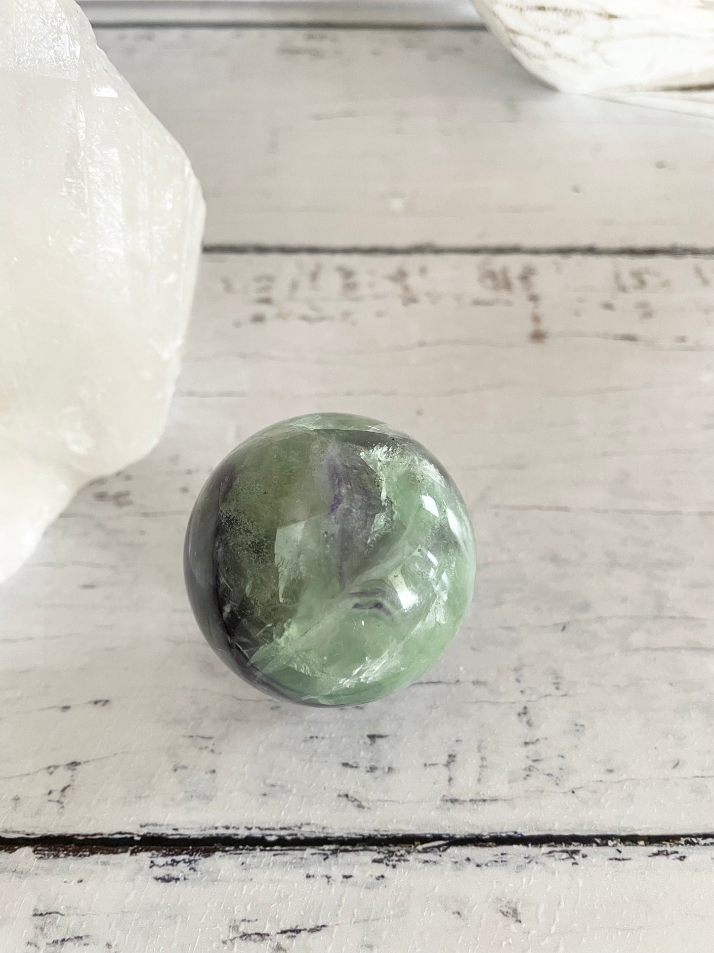 Rainbow Fluorite Sphere Includes Wooden Holder