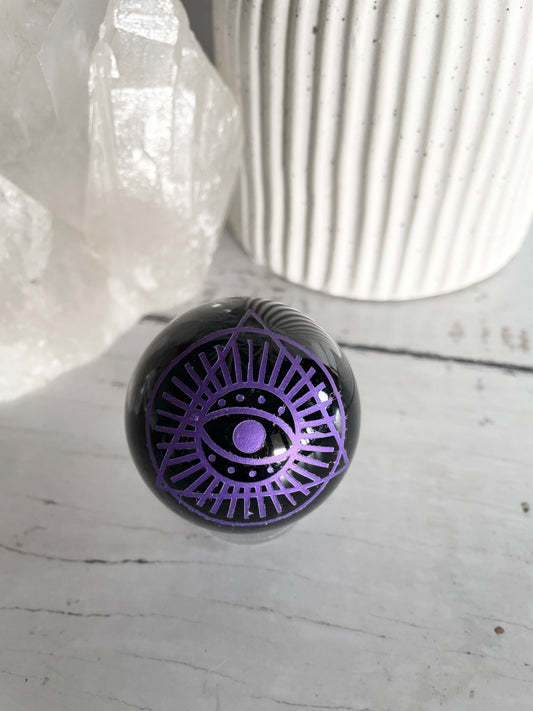 Black Obsidian Sphere includes holder
