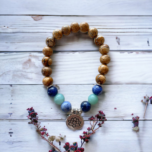 Picture Jasper, Amazonite & Sodalite ~ CONFIDENCE Healing Bracelet