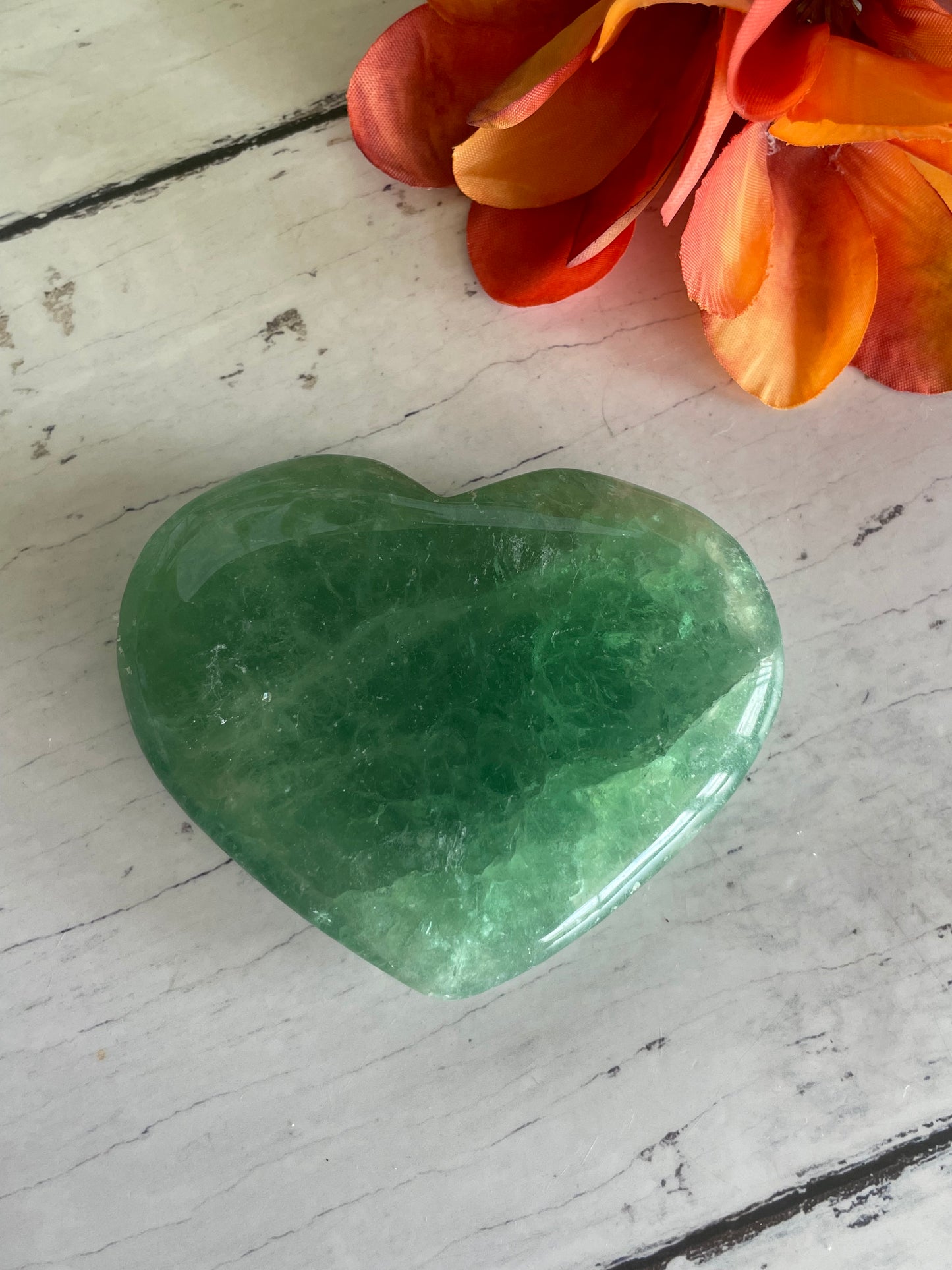 Green Fluorite Heart