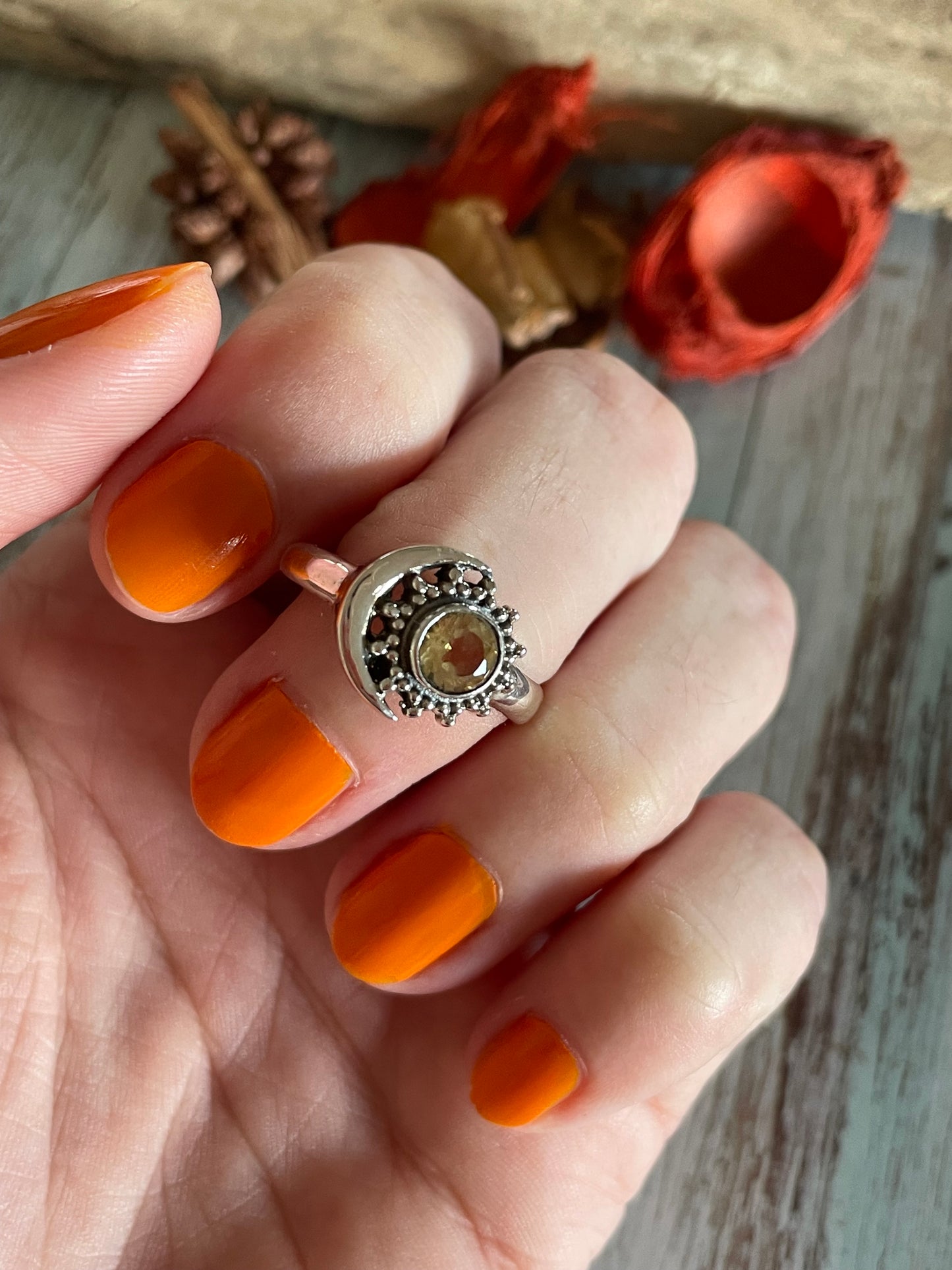 Citrine Celestial Silver Ring