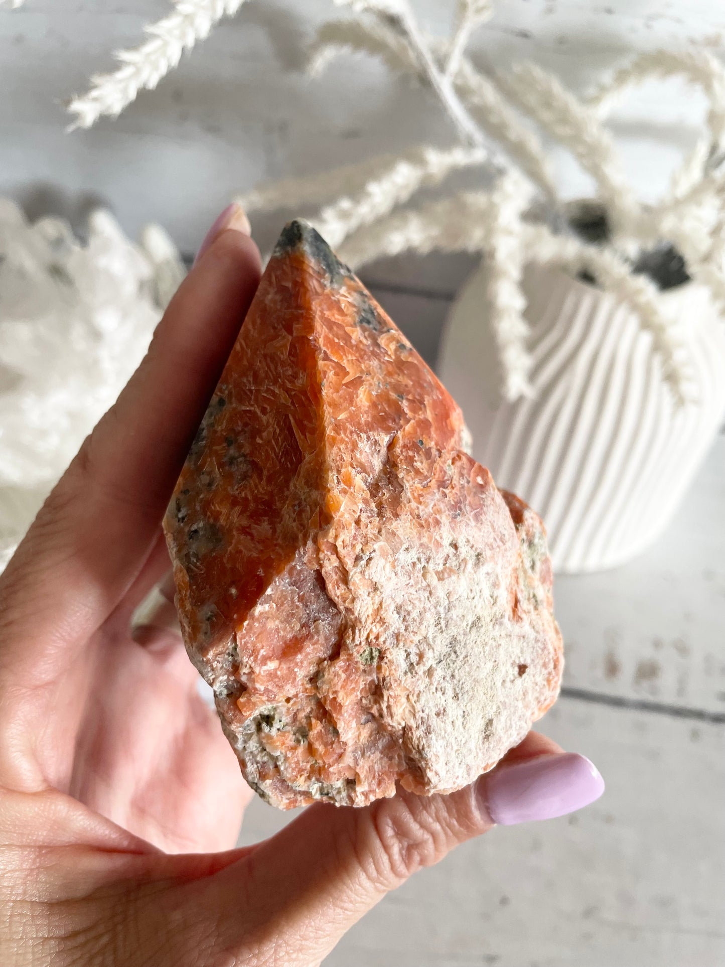 Orchid Calcite Base Cut Point