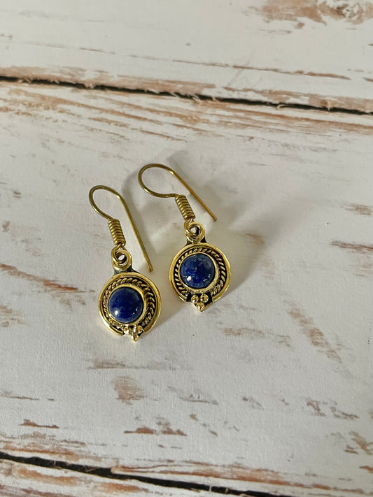 Lapis Lazuli Brass Dangles
