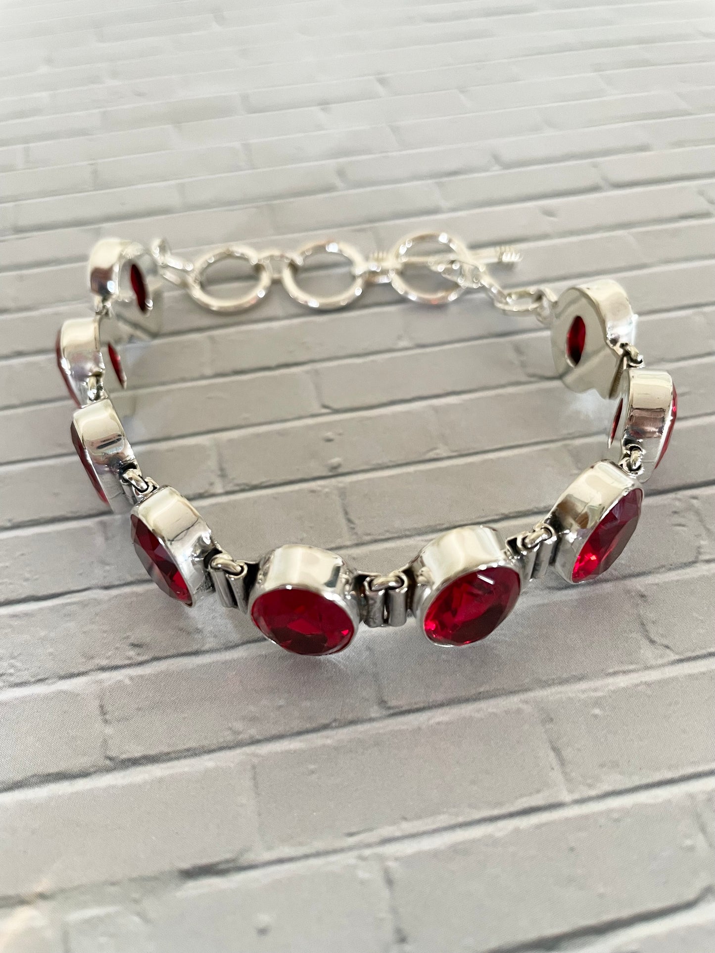 Faceted Ruby Adjustable Bracelet