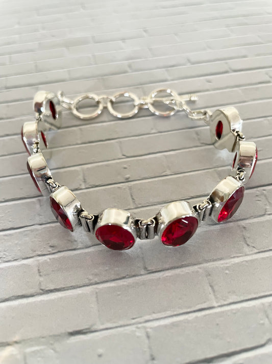 Faceted Ruby Adjustable Bracelet