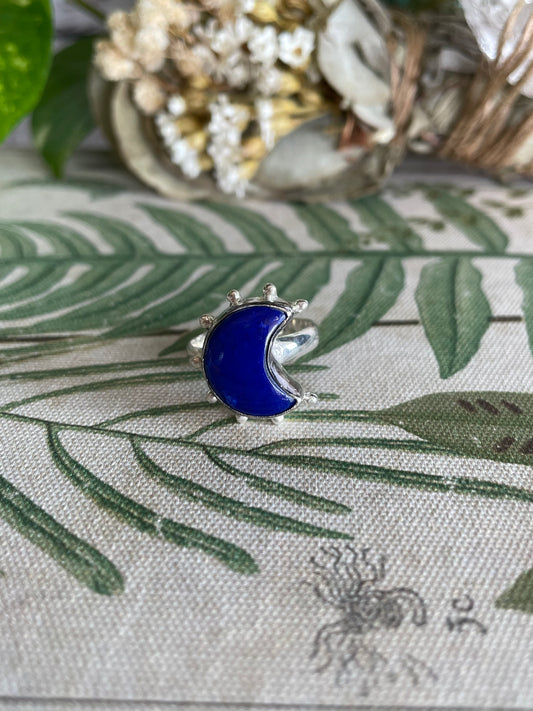 Lapis Lazuli Moonchild Silver Ring