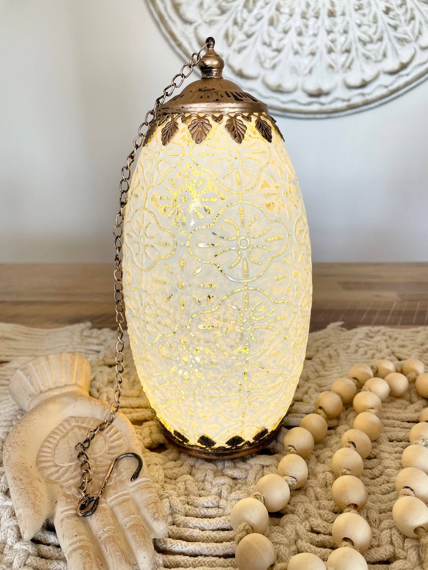Vintage LED Lantern Tall White
