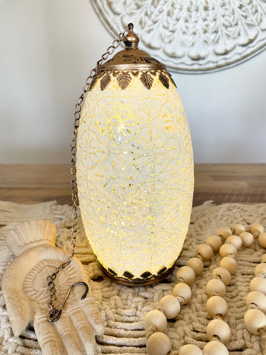 Vintage LED Lantern Tall White