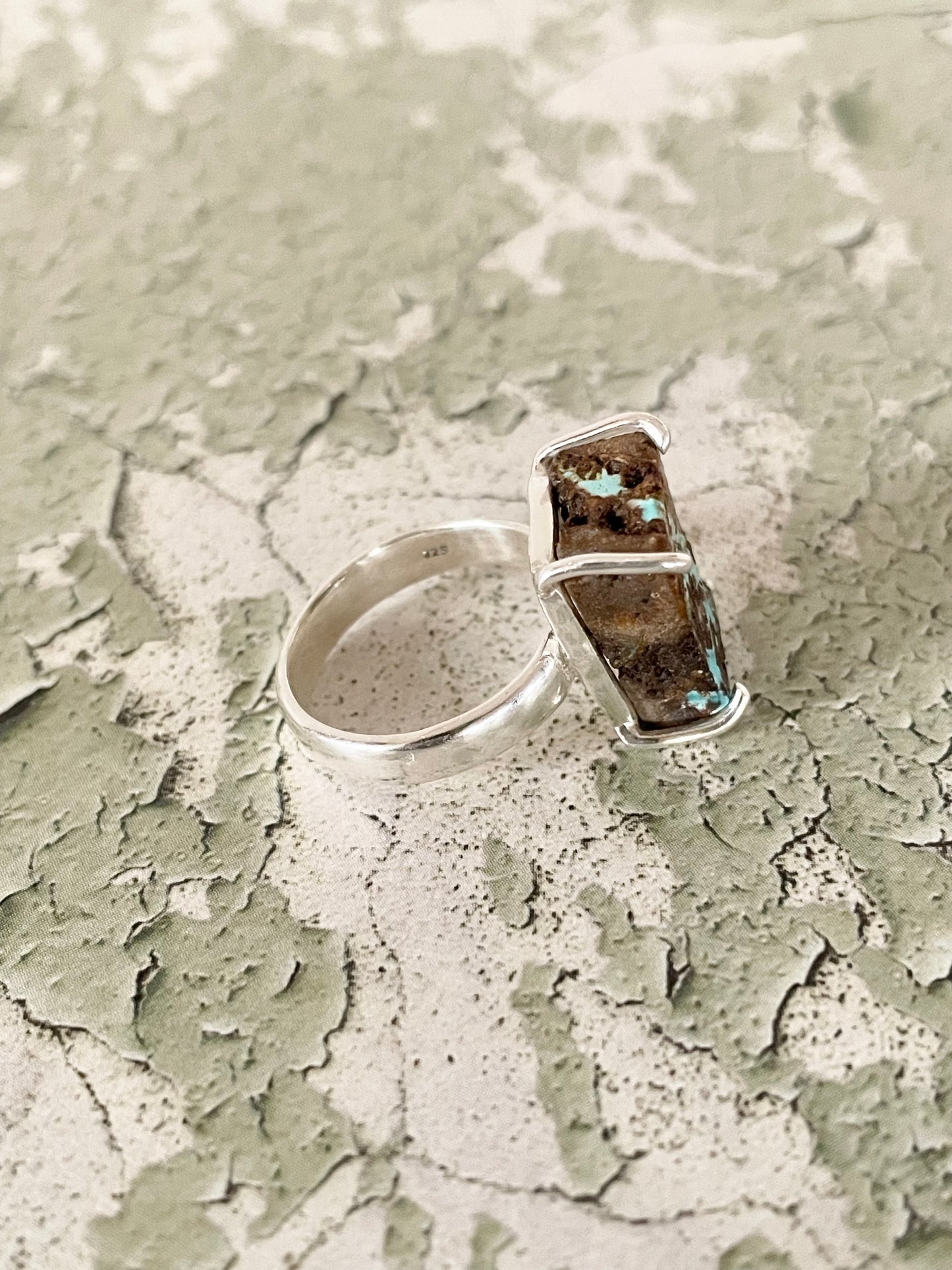 Royston Matrix Raw Turquoise Ring ~ Size 6
